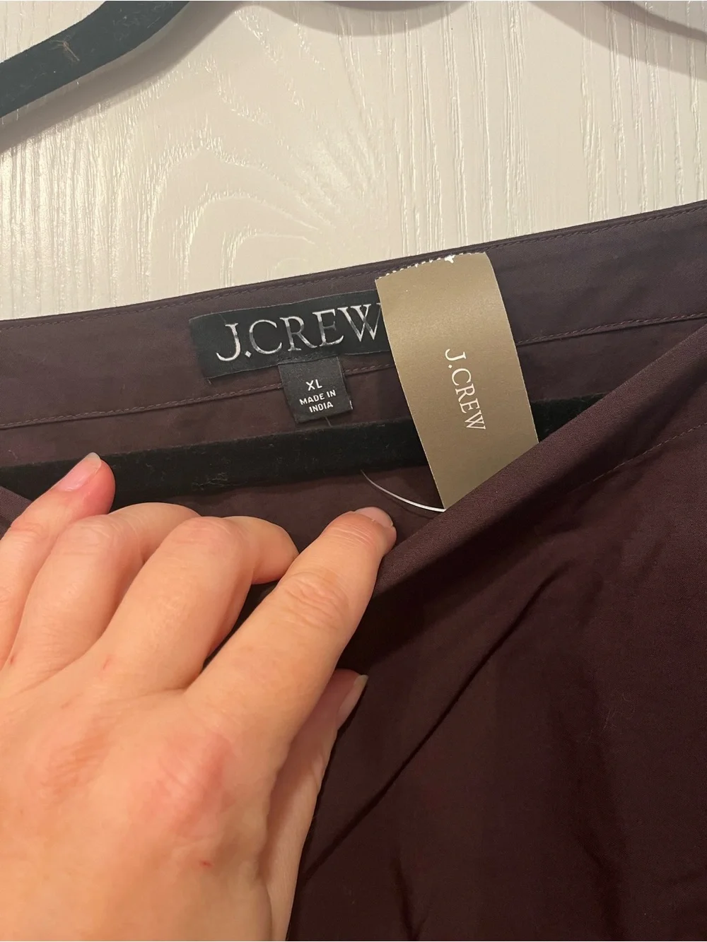 NEW J. Crew Smocked Waist Eyelet Hem Brown Cotton Poplin Maxi Dress Size XL